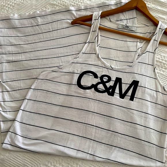 CAMILLA & MARC C&M LOGO RACERBACK LONG DRESS - NAVY & WHITE STRIPED - SIZE L - Picture 5 of 7